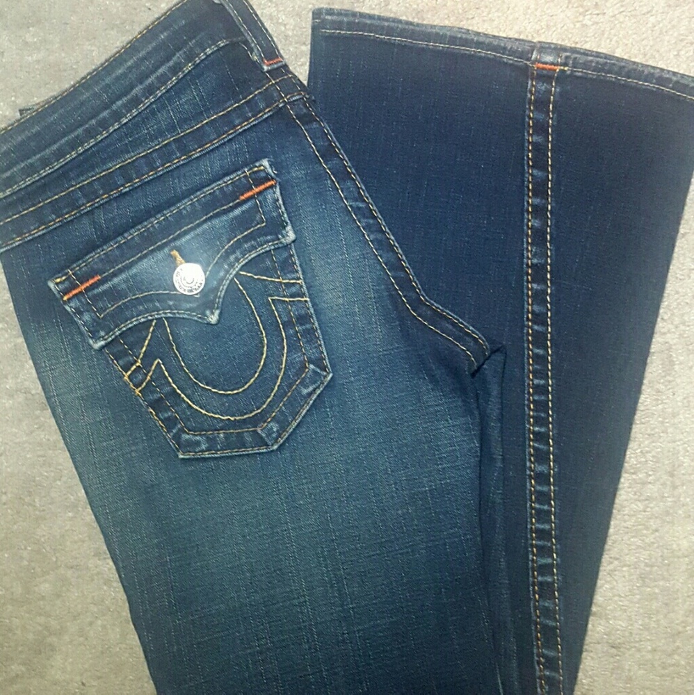 True Religion Joey Dark Wash Twisted Seam Size 28